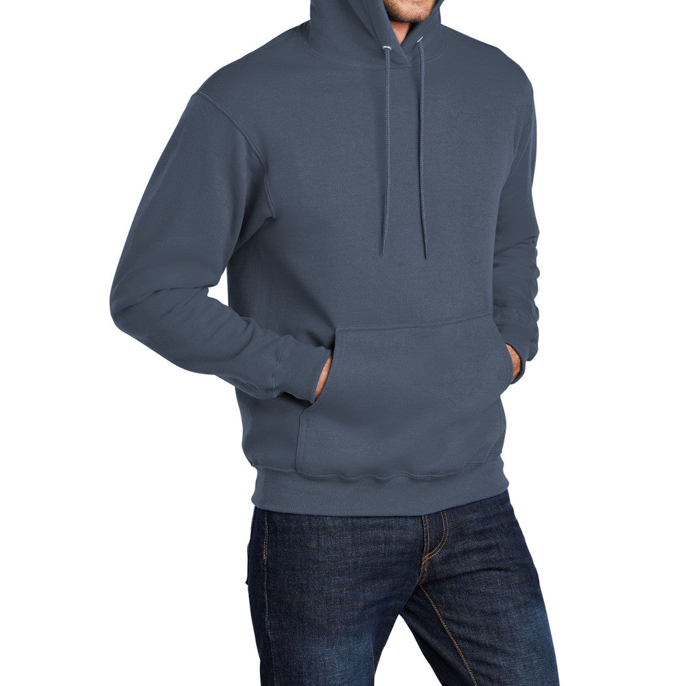 Men's Core Fleece Pullover Hooded Sweatshirt Cozy Cotton Poly Fleece with Air Jet Yarn Softness and Two-Ply Hood-Steel Blue