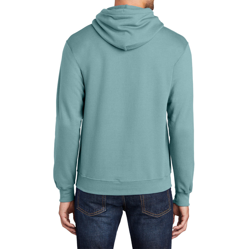 Men's Core Fleece Pullover Hooded Sweatshirt Cozy Cotton Poly Fleece with Air Jet Yarn Softness and Two-Ply Hood-Stonewashed Blue