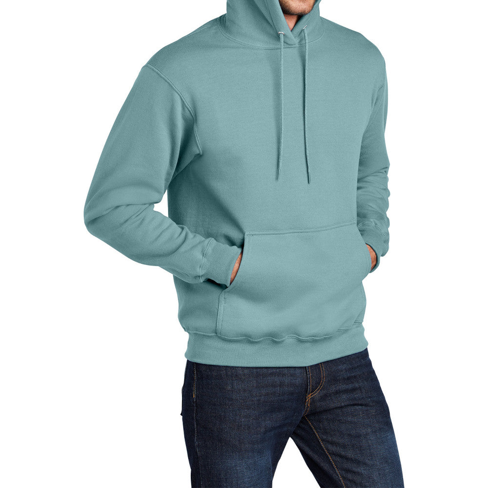 Men's Core Fleece Pullover Hooded Sweatshirt Cozy Cotton Poly Fleece with Air Jet Yarn Softness and Two-Ply Hood-Stonewashed Blue