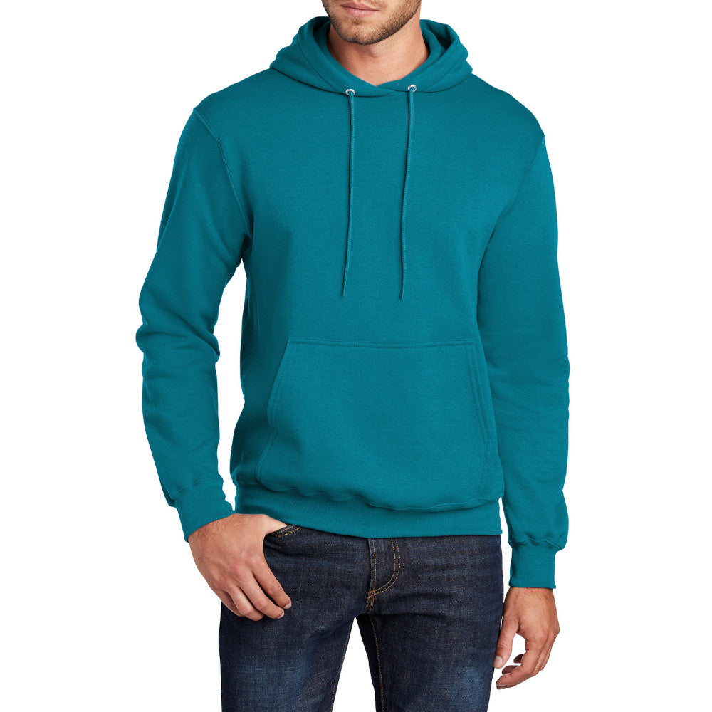 Men's Core Fleece Pullover Hooded Sweatshirt Cozy Cotton Poly Fleece with Air Jet Yarn Softness and Two-Ply Hood-Teal
