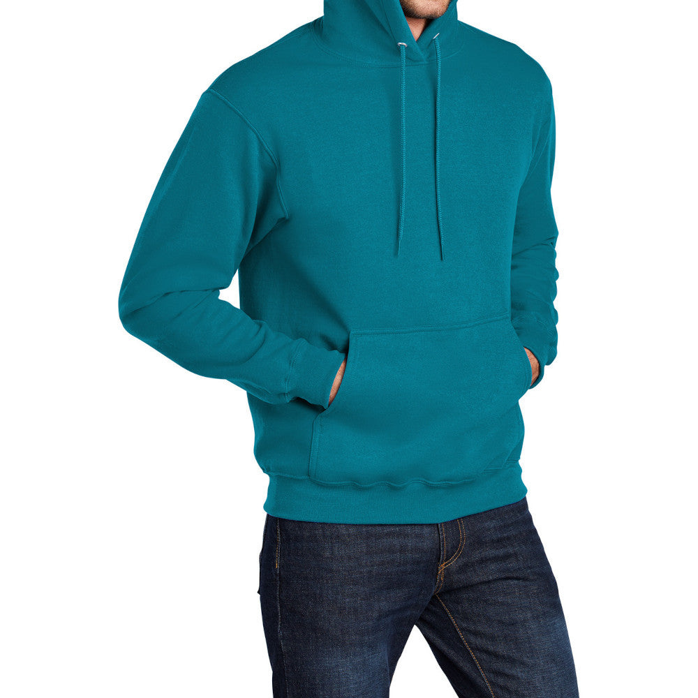 Men's Core Fleece Pullover Hooded Sweatshirt Cozy Cotton Poly Fleece with Air Jet Yarn Softness and Two-Ply Hood-Teal