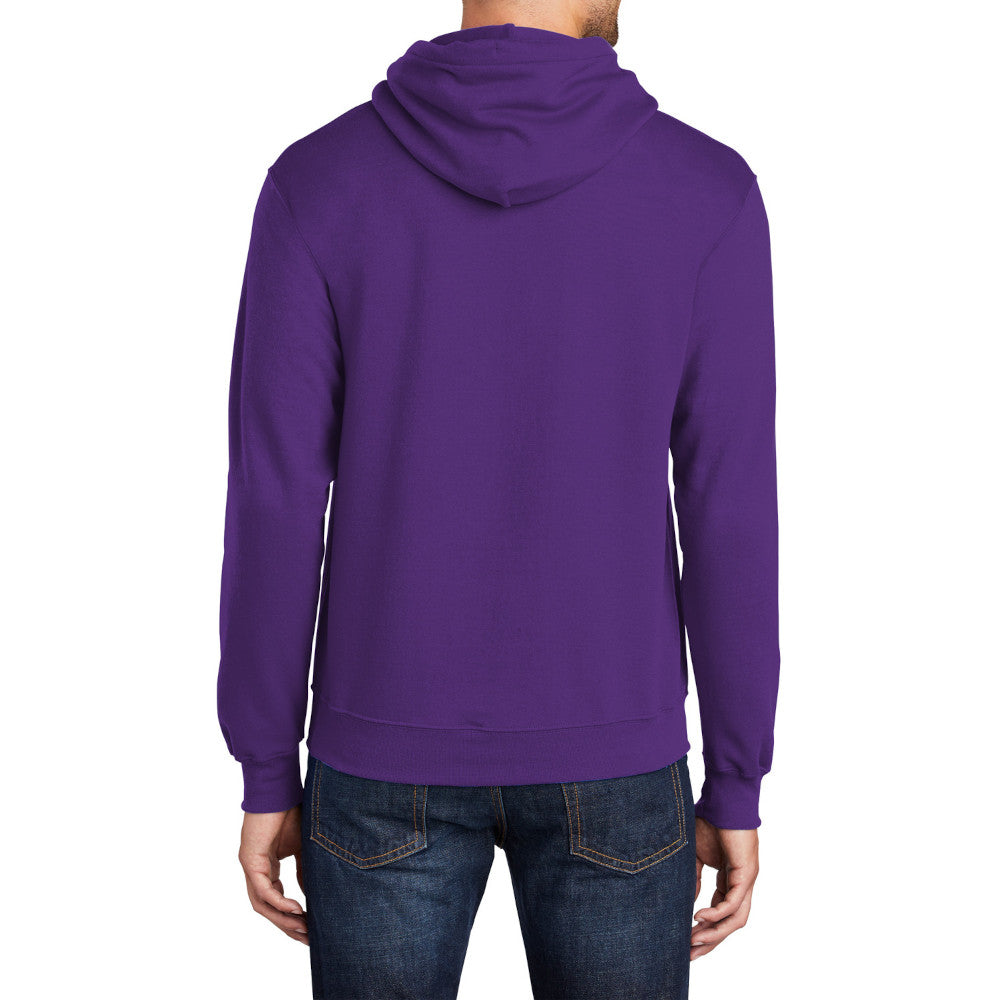 Men's Core Fleece Pullover Hooded Sweatshirt Cozy Cotton Poly Fleece with Air Jet Yarn Softness and Two-Ply Hood-Team Purple