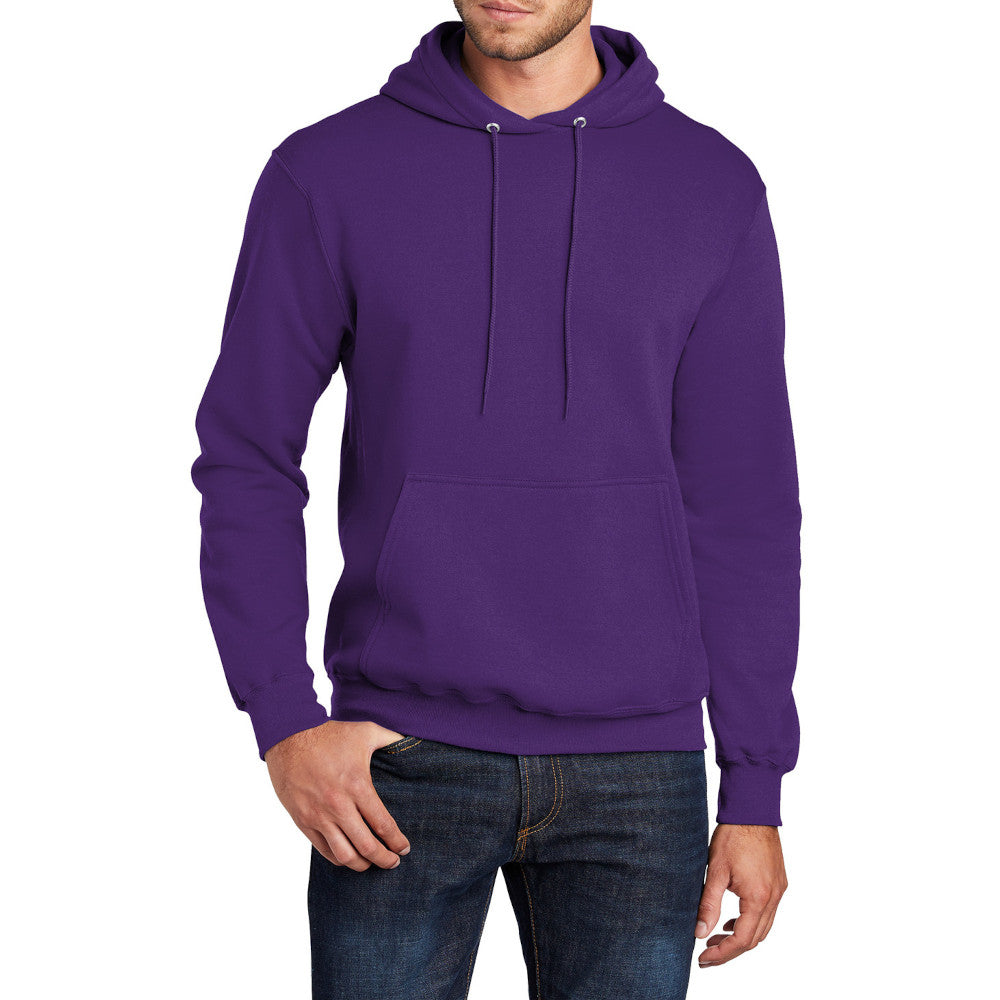 Men's Core Fleece Pullover Hooded Sweatshirt Cozy Cotton Poly Fleece with Air Jet Yarn Softness and Two-Ply Hood-Team Purple
