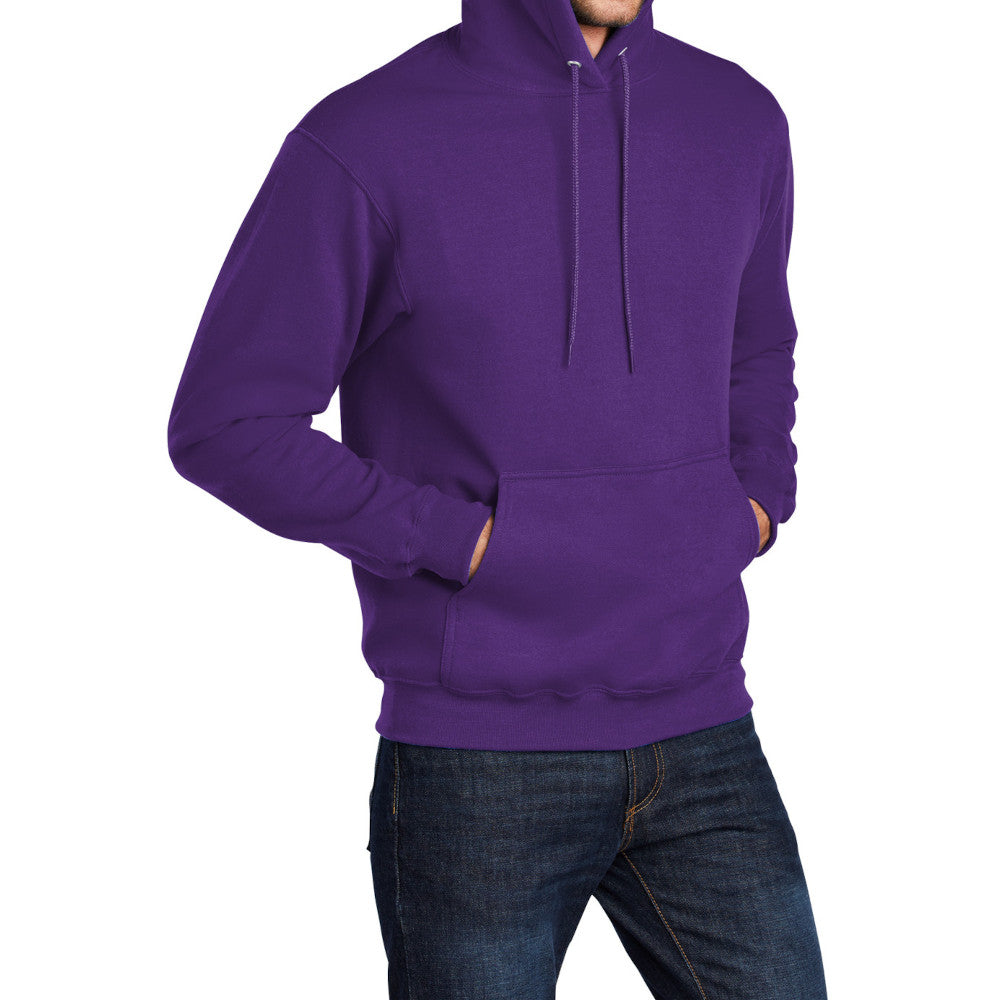 Men's Core Fleece Pullover Hooded Sweatshirt Cozy Cotton Poly Fleece with Air Jet Yarn Softness and Two-Ply Hood-Team Purple
