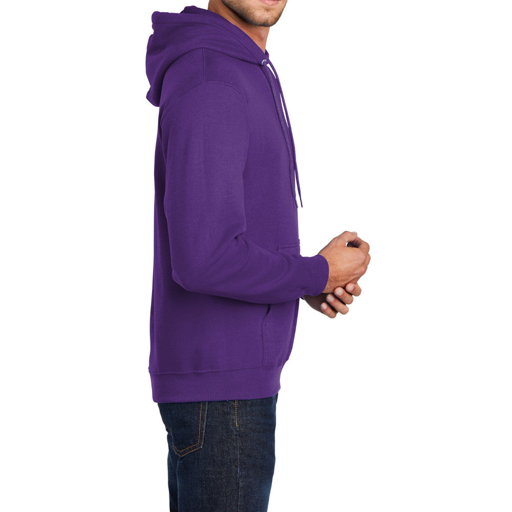 Men's Core Fleece Pullover Hooded Sweatshirt Cozy Cotton Poly Fleece with Air Jet Yarn Softness and Two-Ply Hood-Team Purple