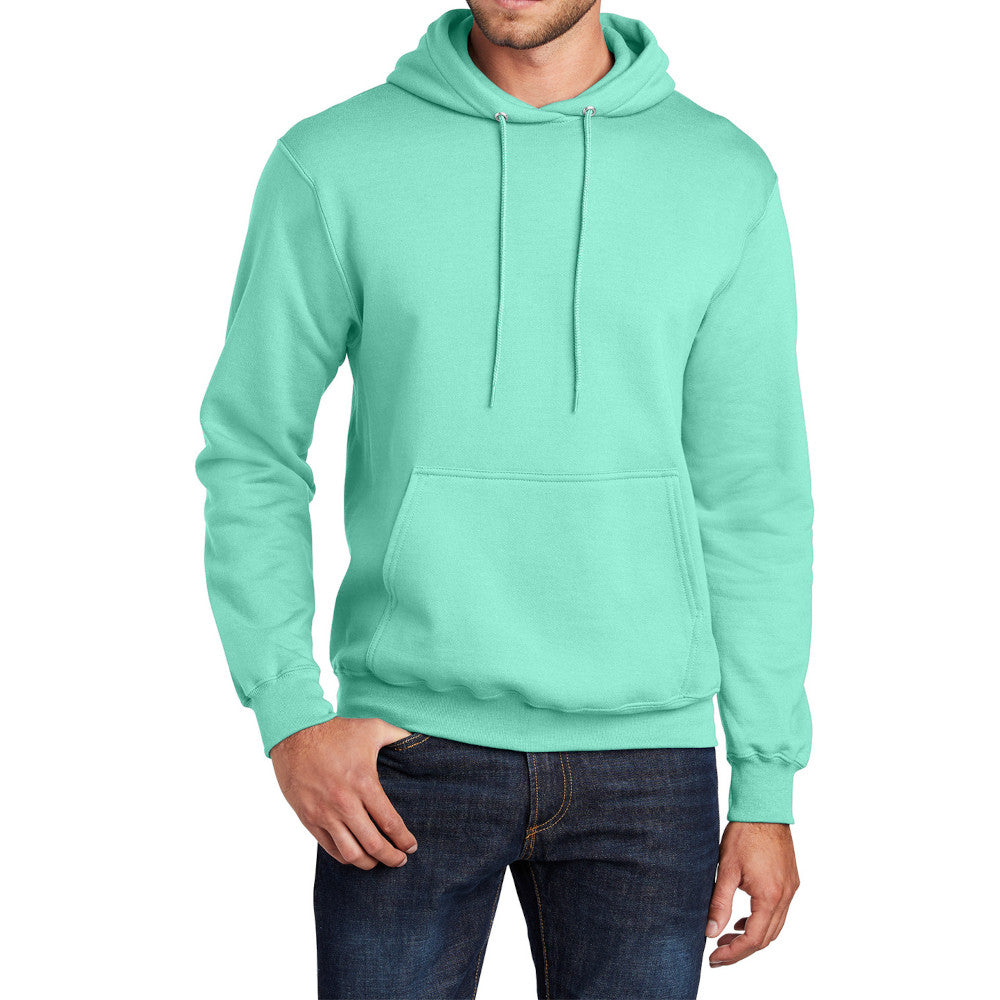 Men's Core Fleece Pullover Hooded Sweatshirt Cozy Cotton Poly Fleece with Air Jet Yarn Softness and Two-Ply Hood-True Celadon