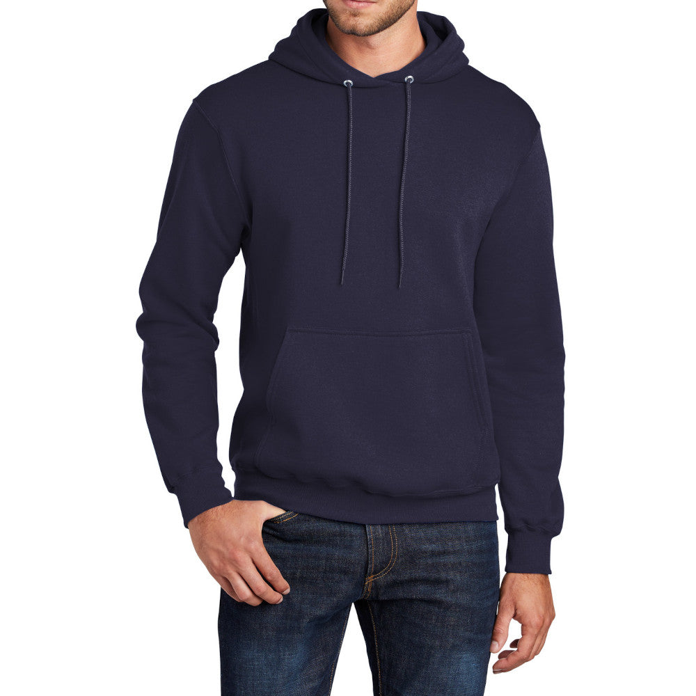 Men's Core Fleece Pullover Hooded Sweatshirt Cozy Cotton Poly Fleece with Air Jet Yarn Softness and Two-Ply Hood-True Navy