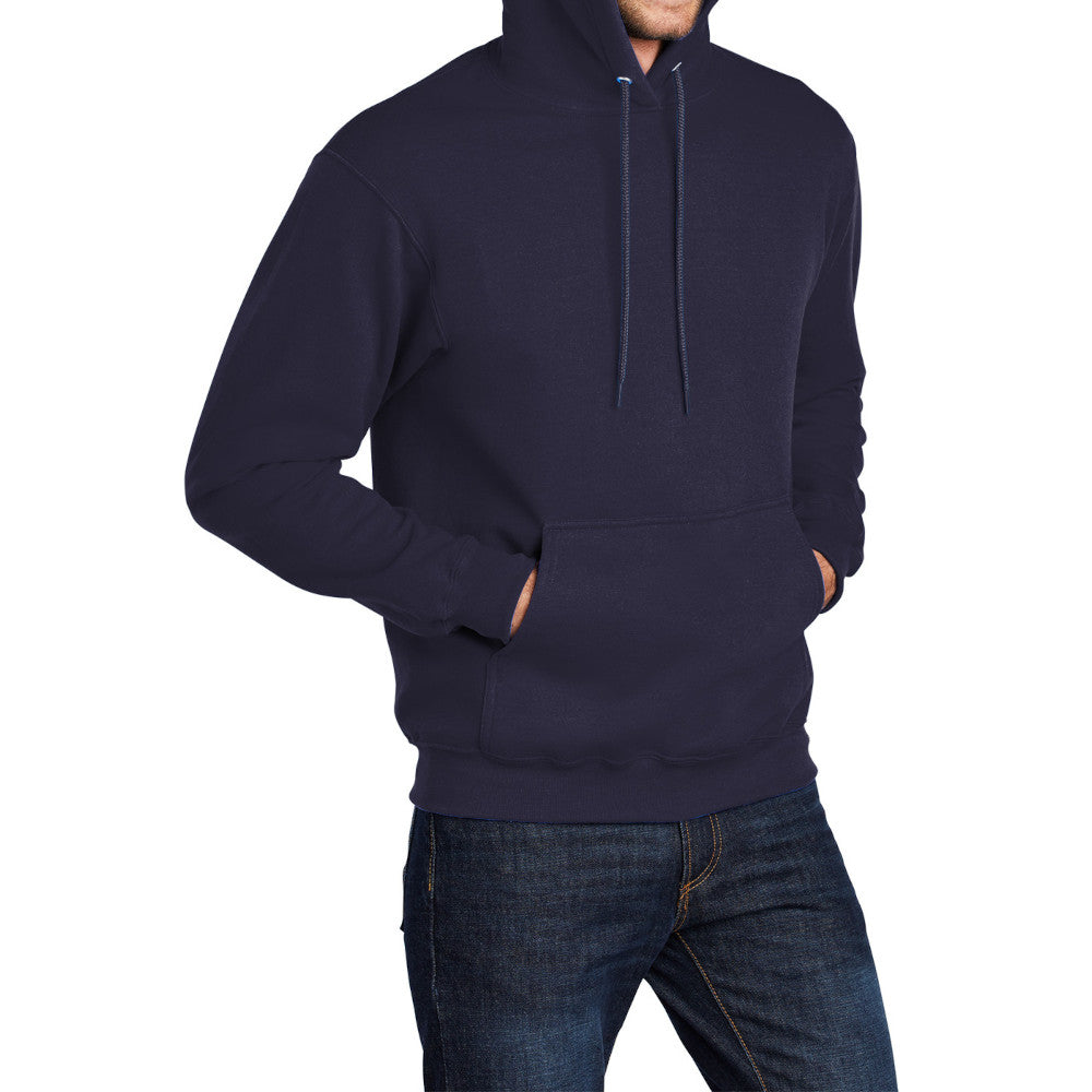 Men's Core Fleece Pullover Hooded Sweatshirt Cozy Cotton Poly Fleece with Air Jet Yarn Softness and Two-Ply Hood-True Navy