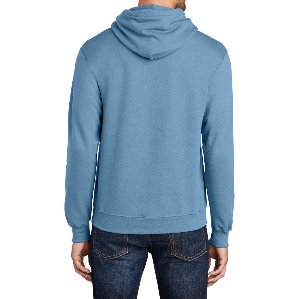 Men's Core Fleece Pullover Hooded Sweatshirt Cozy Cotton Poly Fleece with Air Jet Yarn Softness and Two-Ply Hood-Tundra Blue