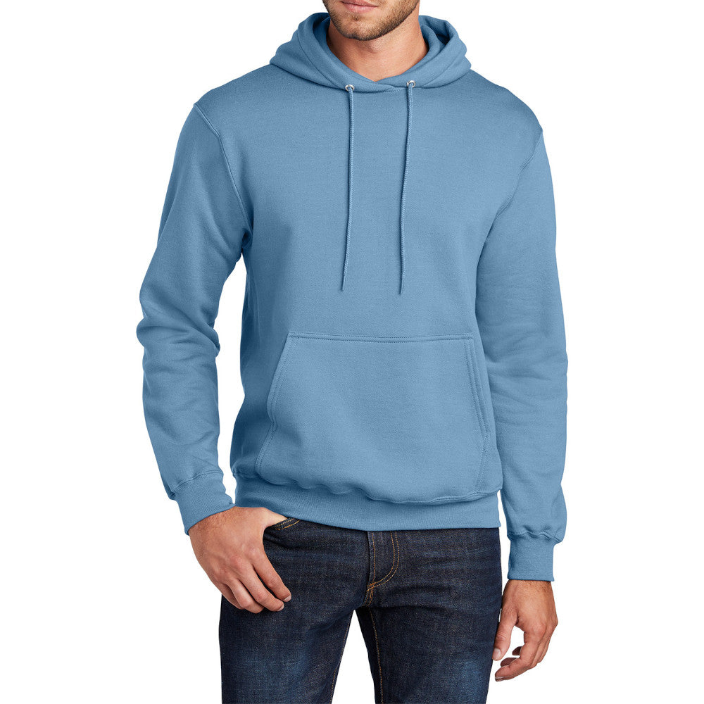Men's Core Fleece Pullover Hooded Sweatshirt Cozy Cotton Poly Fleece with Air Jet Yarn Softness and Two-Ply Hood-Tundra Blue
