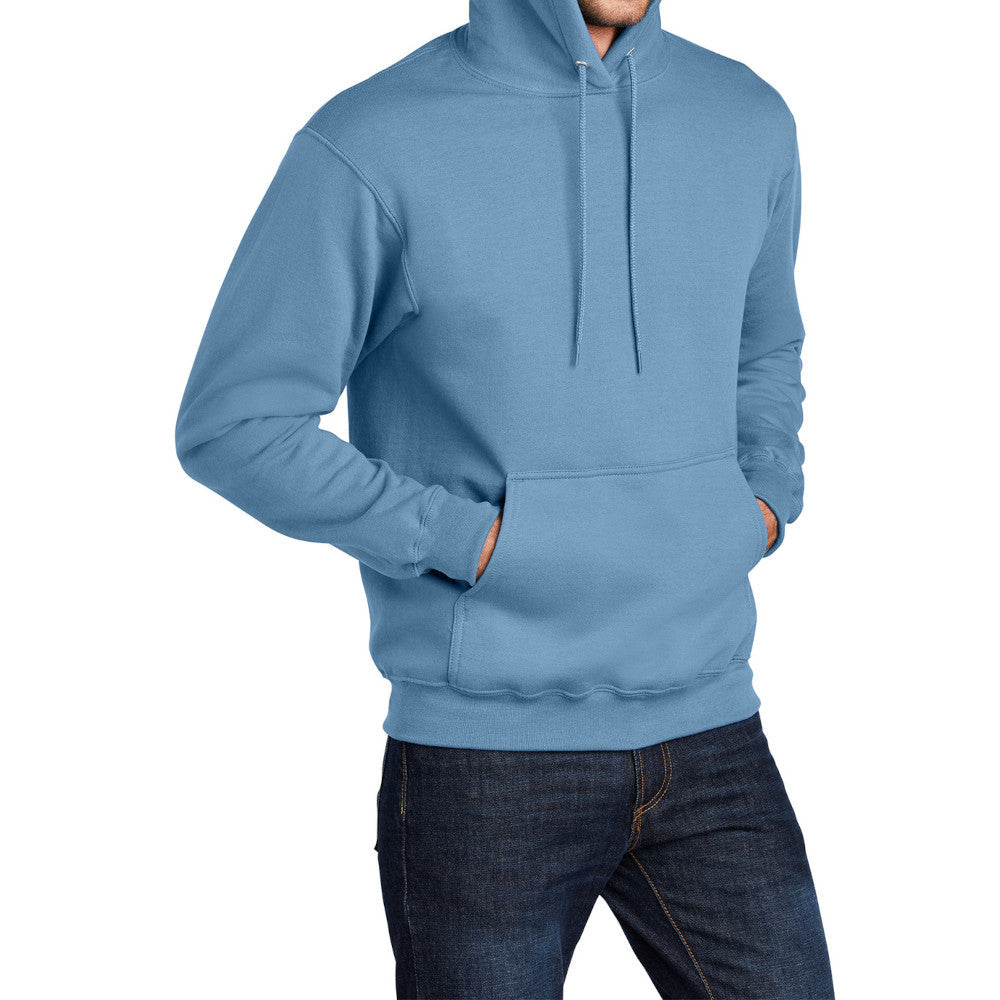 Men's Core Fleece Pullover Hooded Sweatshirt Cozy Cotton Poly Fleece with Air Jet Yarn Softness and Two-Ply Hood-Tundra Blue