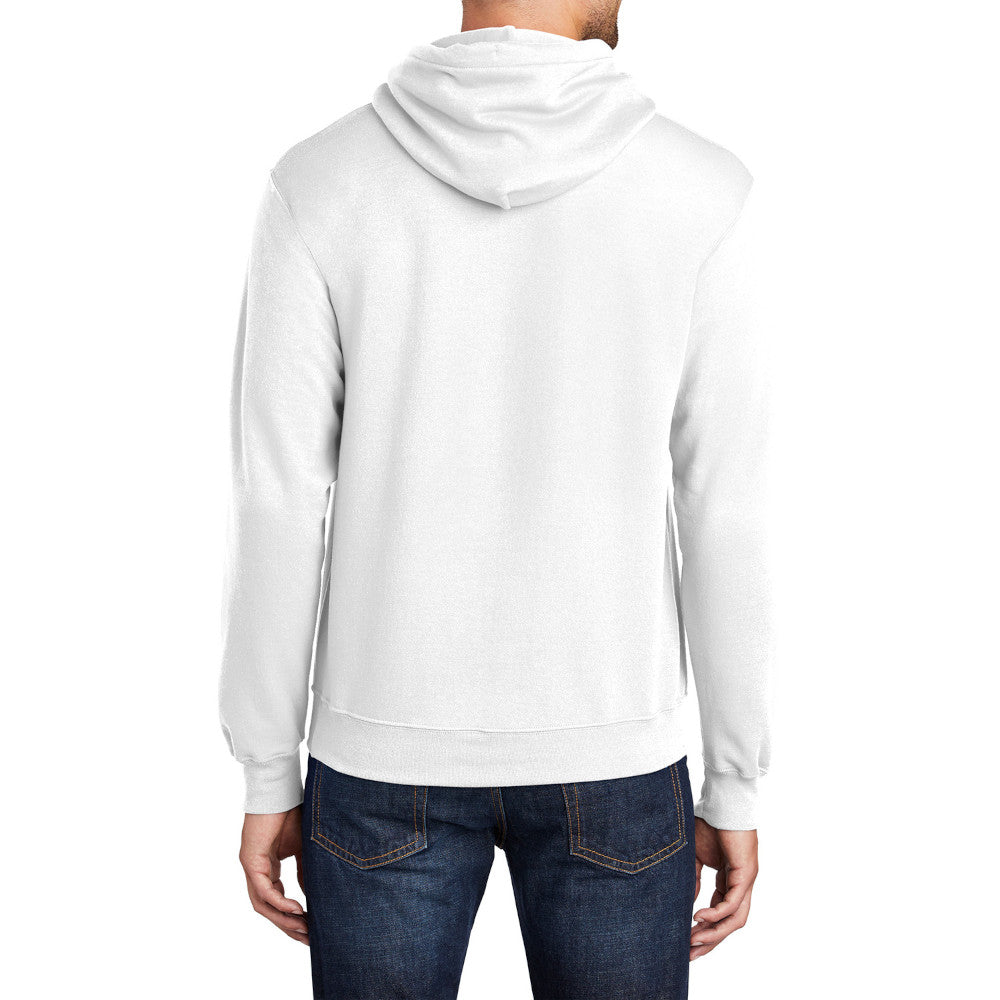 Men's Core Fleece Pullover Hooded Sweatshirt Cozy Cotton Poly Fleece with Air Jet Yarn Softness and Two-Ply Hood-White