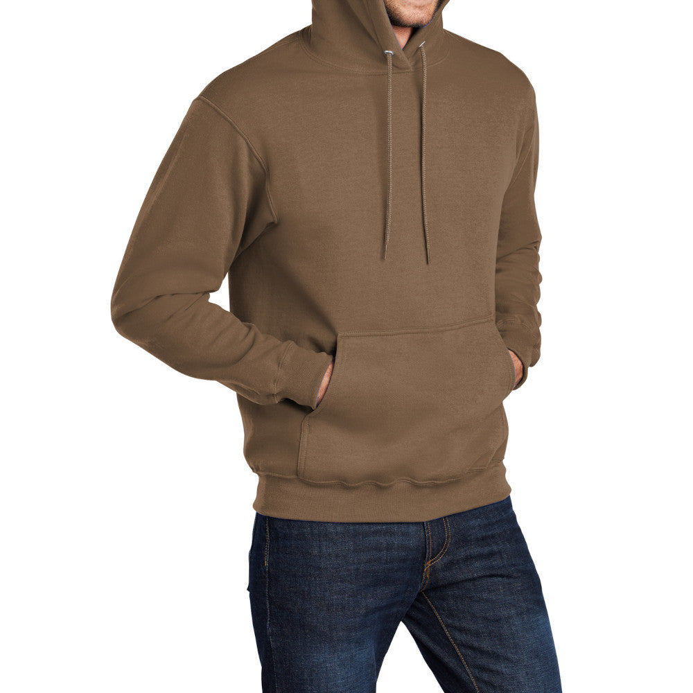 Men's Core Fleece Pullover Hooded Sweatshirt Cozy Cotton Poly Fleece with Air Jet Yarn Softness and Two-Ply Hood-Woodland Brown
