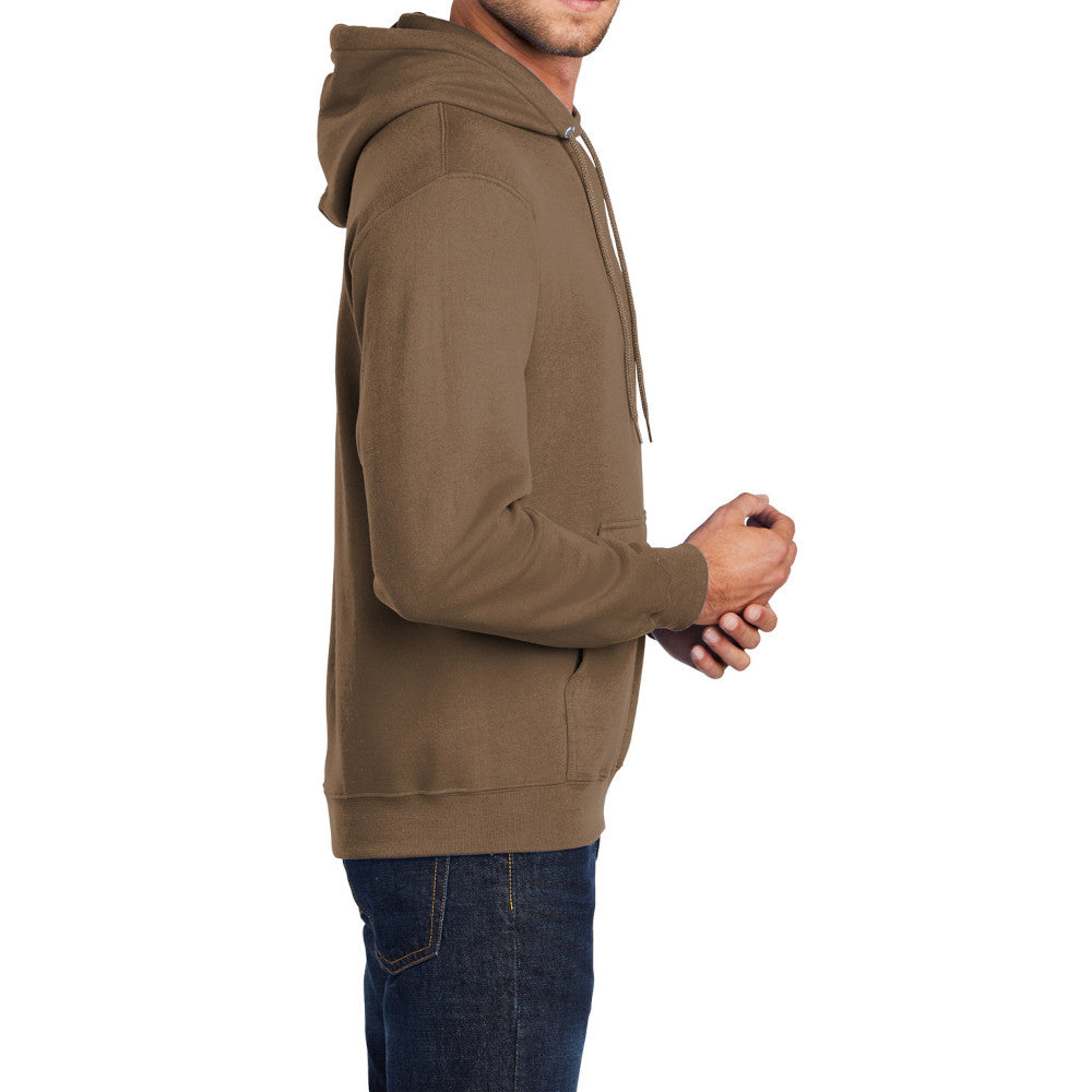 Men's Core Fleece Pullover Hooded Sweatshirt Cozy Cotton Poly Fleece with Air Jet Yarn Softness and Two-Ply Hood-Woodland Brown