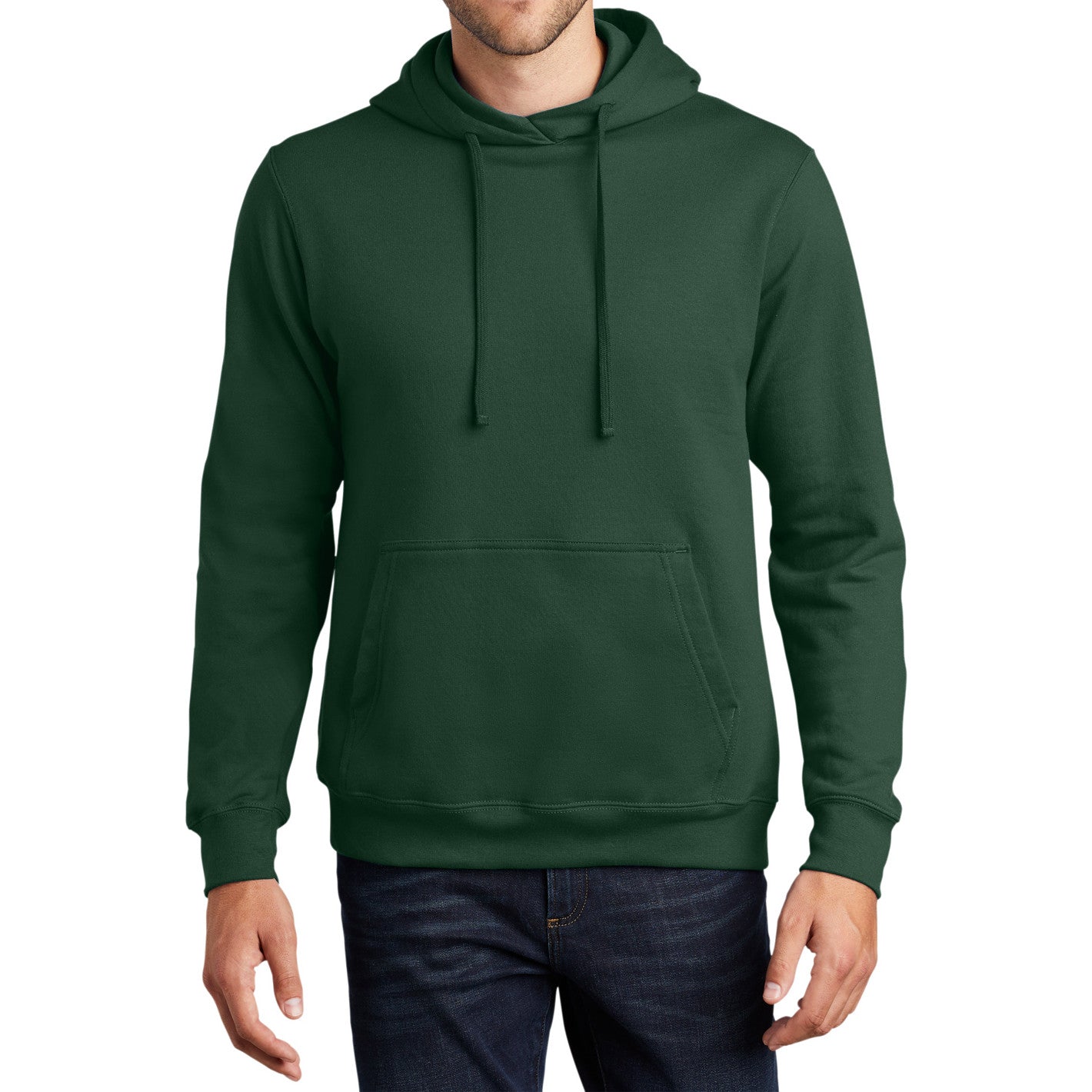 Men's Fan Favorite Fleece Hoodie Soft Cotton Blend Sports Team Colors DTG-Ready and Tag-Free Comfort-Forest Green