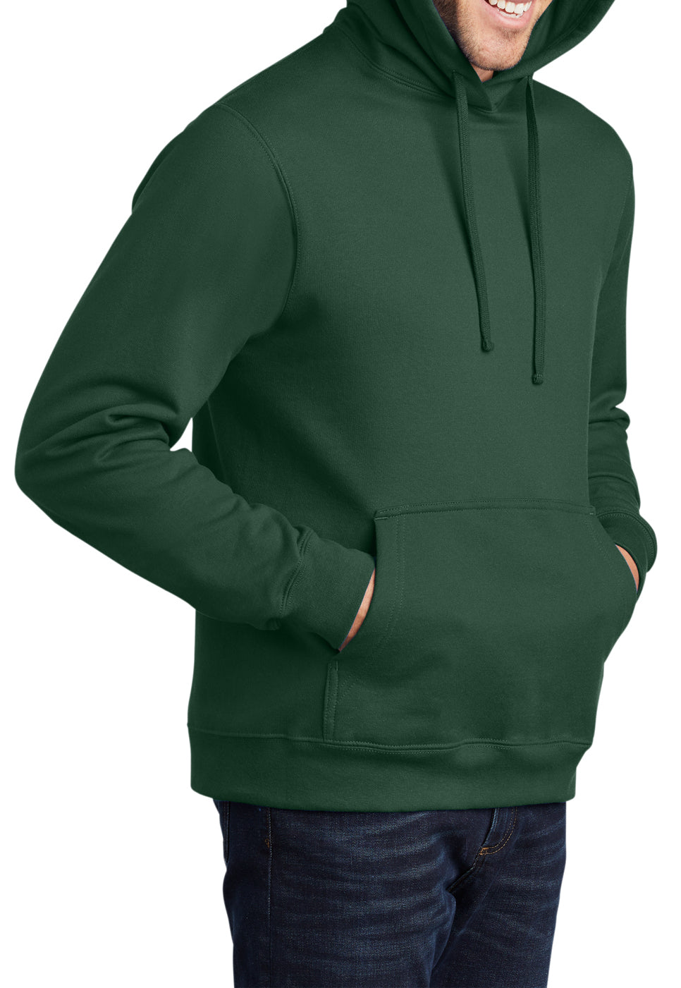 Men's Fan Favorite Fleece Hoodie Soft Cotton Blend Sports Team Colors DTG-Ready and Tag-Free Comfort-Forest Green