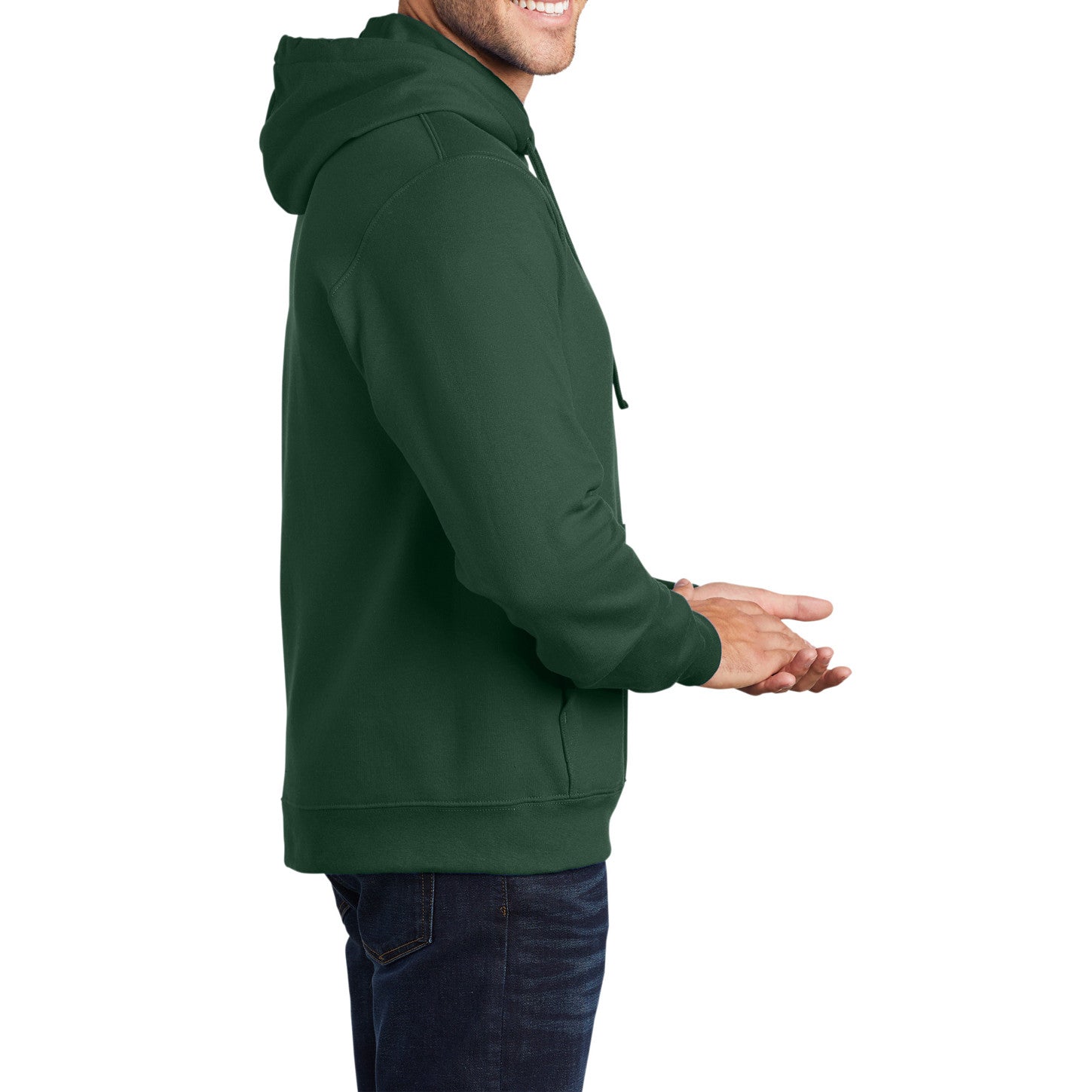 Men's Fan Favorite Fleece Hoodie Soft Cotton Blend Sports Team Colors DTG-Ready and Tag-Free Comfort-Forest Green