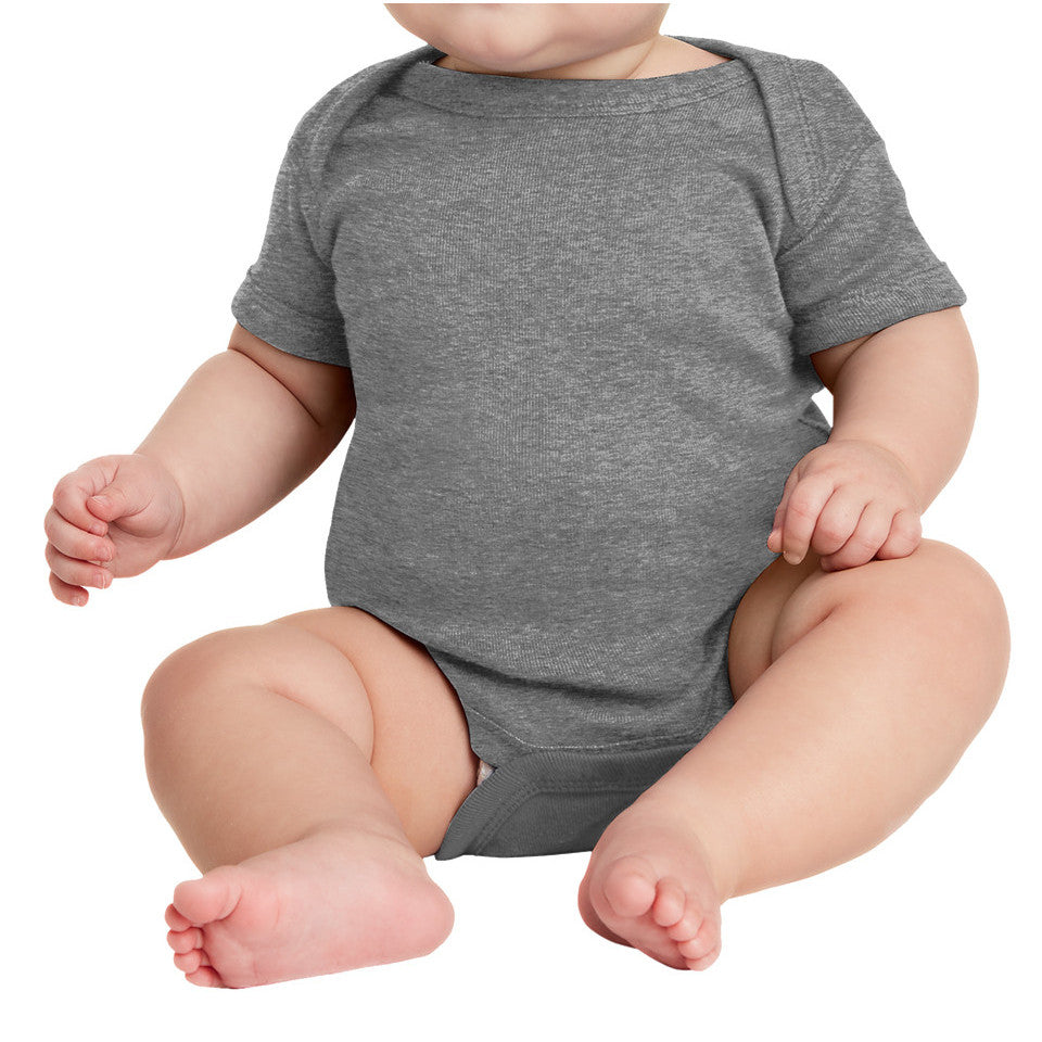 Infant Short Sleeve Baby Rib Bodysuit-Granite Heather