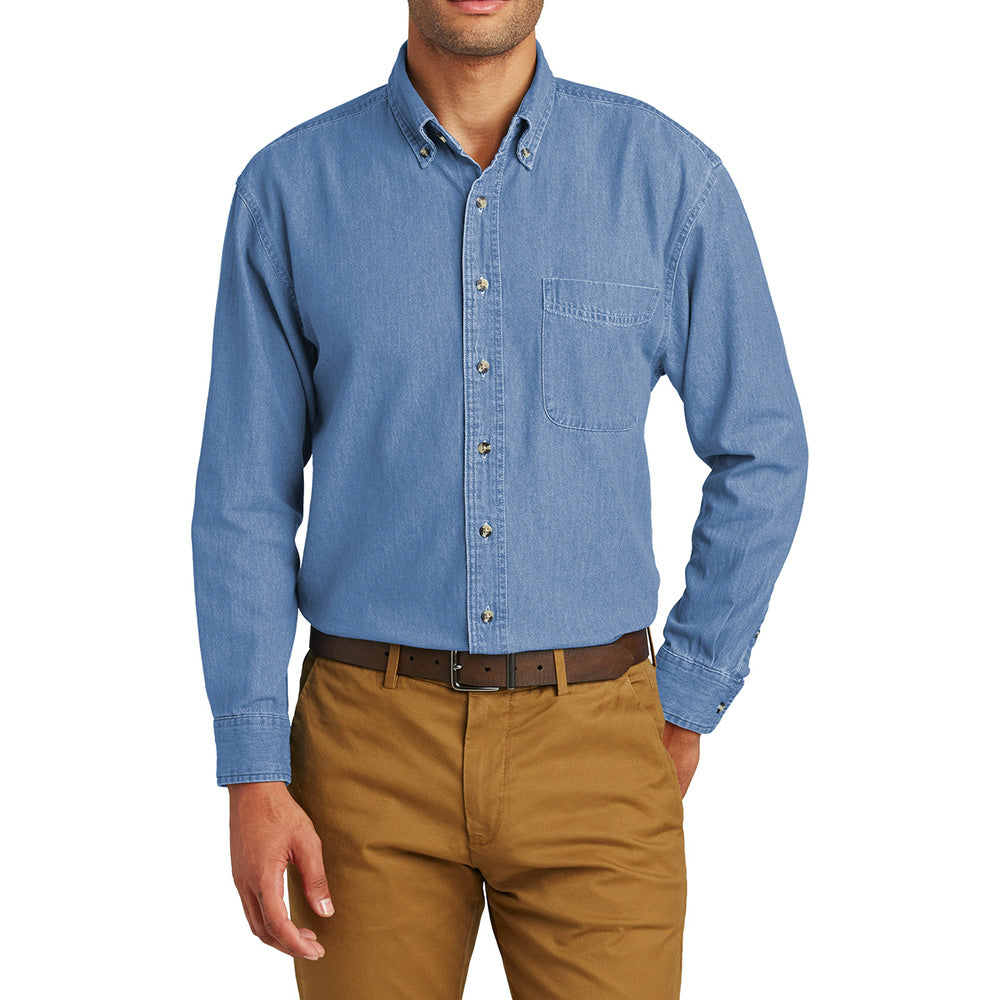 Men's Soft Cotton Long Sleeve Value Denim Shirt with Pocket