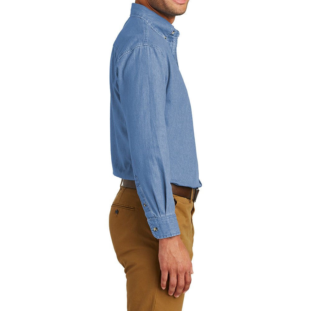 Men's Soft Cotton Long Sleeve Value Denim Shirt with Pocket