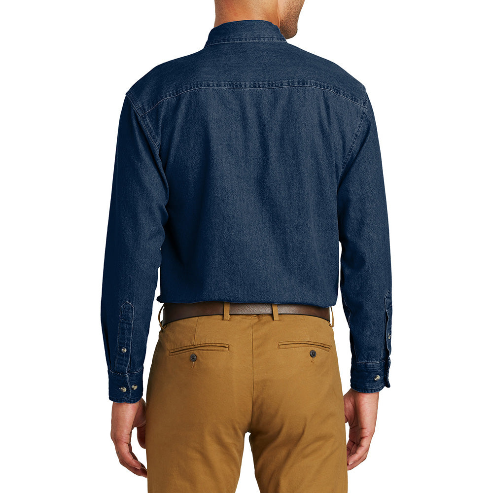 Men's Soft Cotton Long Sleeve Value Denim Shirt with Pocket