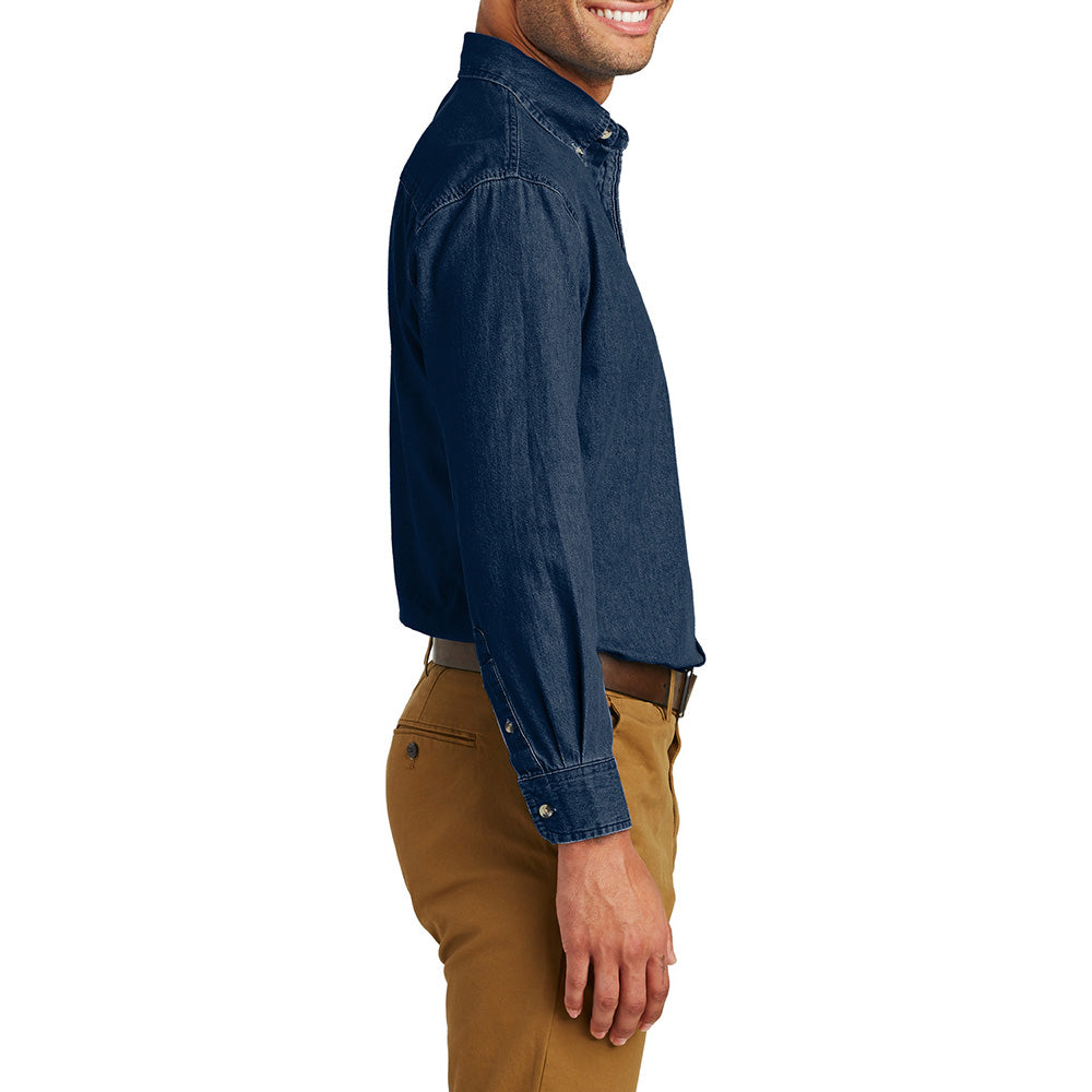 Men's Soft Cotton Long Sleeve Value Denim Shirt with Pocket