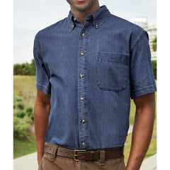 Mafoose Men's Short Sleeve Value Denim Shirt Ink Blue-Front