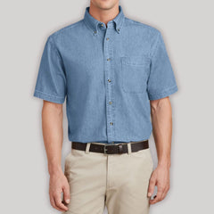 Men's Soft Cotton Short Sleeve Value Denim Shirt with Pocket