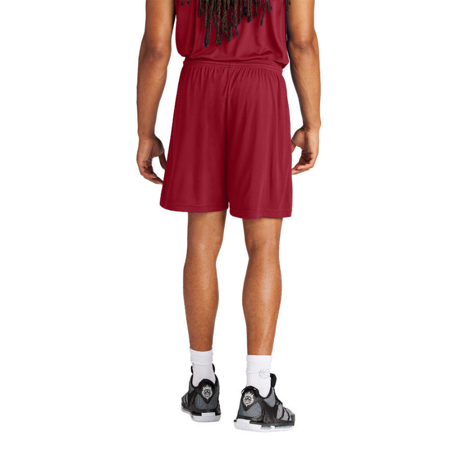 Men's PosiCharge Competitor 7inch Moisture-Wicking Athletic Shorts Polyester Elastic Waistband with Drawcord-Deep Red