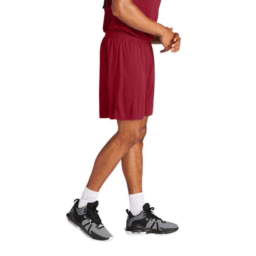 Men's PosiCharge Competitor 7inch Moisture-Wicking Athletic Shorts Polyester Elastic Waistband with Drawcord-Deep Red