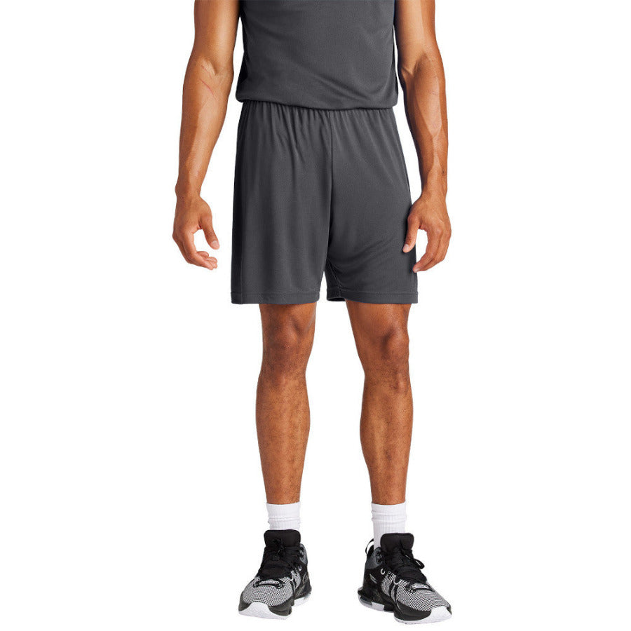 Men's PosiCharge Competitor 7inch Moisture-Wicking Athletic Shorts Polyester Elastic Waistband with Drawcord-Iron Grey