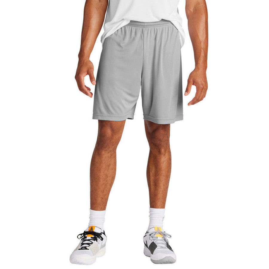 Men's PosiCharge Competitor 7inch Moisture-Wicking Athletic Shorts Polyester Elastic Waistband with Drawcord-Silver