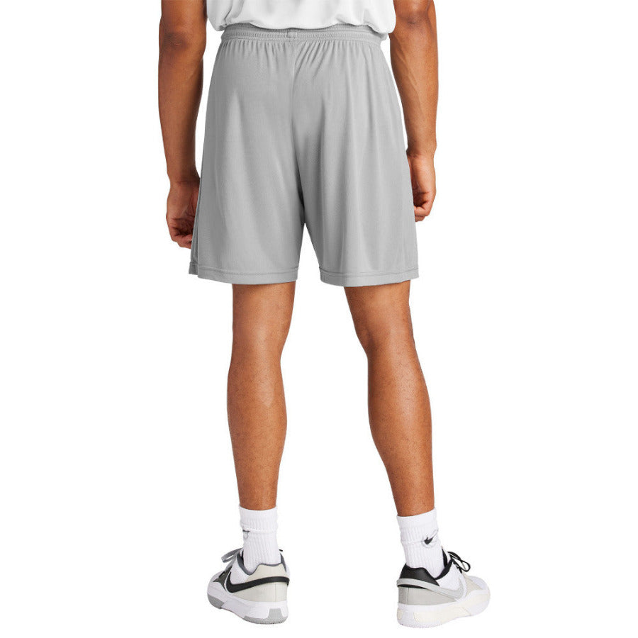 Men's PosiCharge Competitor 7inch Moisture-Wicking Athletic Shorts Polyester Elastic Waistband with Drawcord-Silver