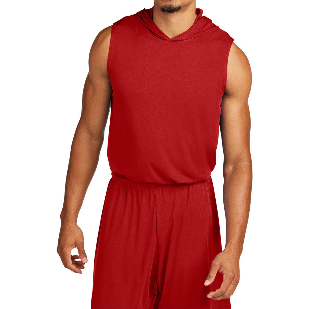 Men's Competitor Sleeveless Hoodie Lightweight Moisture-Wicking UPF 30 Performance Wear-Deep Red