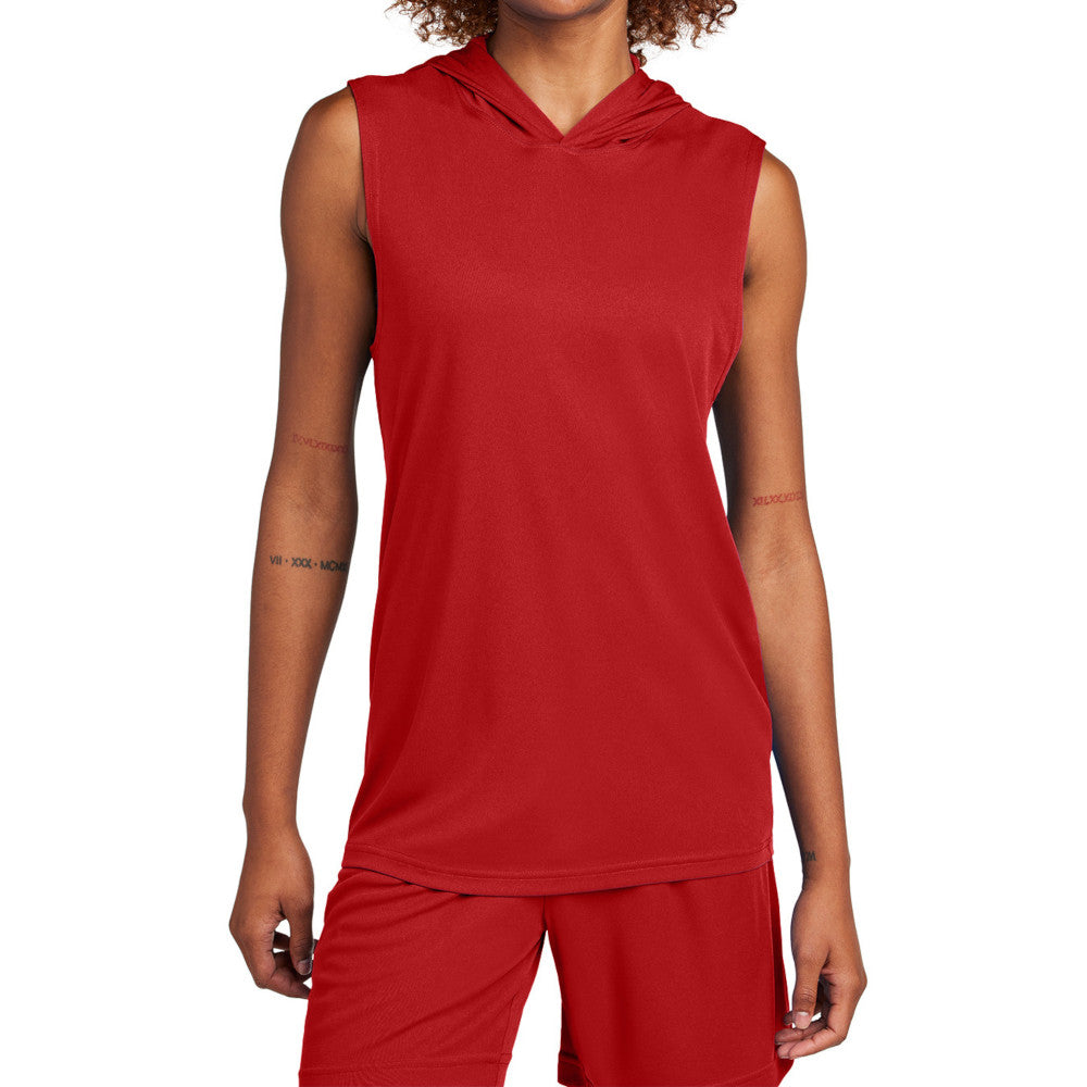 Men's Competitor Sleeveless Hoodie Lightweight Moisture-Wicking UPF 30 Performance Wear-Deep Red