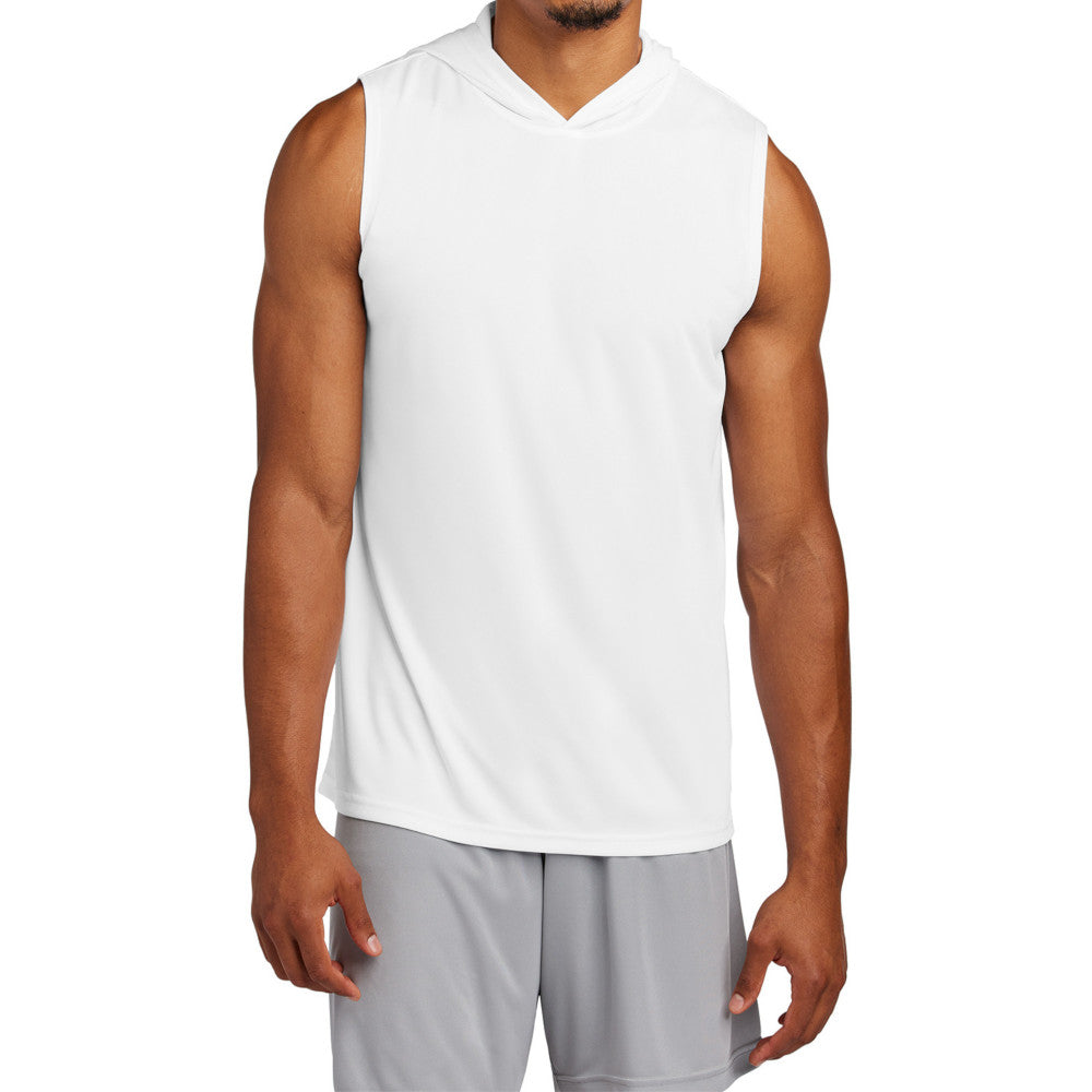 Men's Competitor Sleeveless Hoodie Lightweight Moisture-Wicking UPF 30 Performance Wear-White