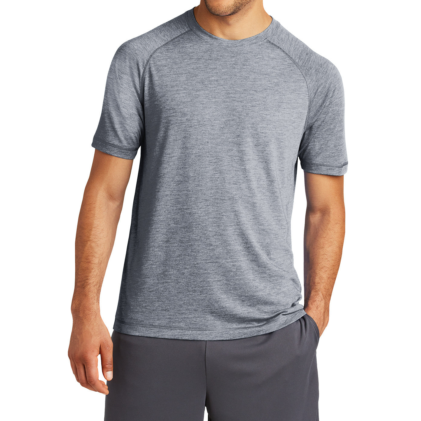 Men's PosiCharge Tri-Blend Short Sleeve Wicking Raglan Tee - True Navy Heather