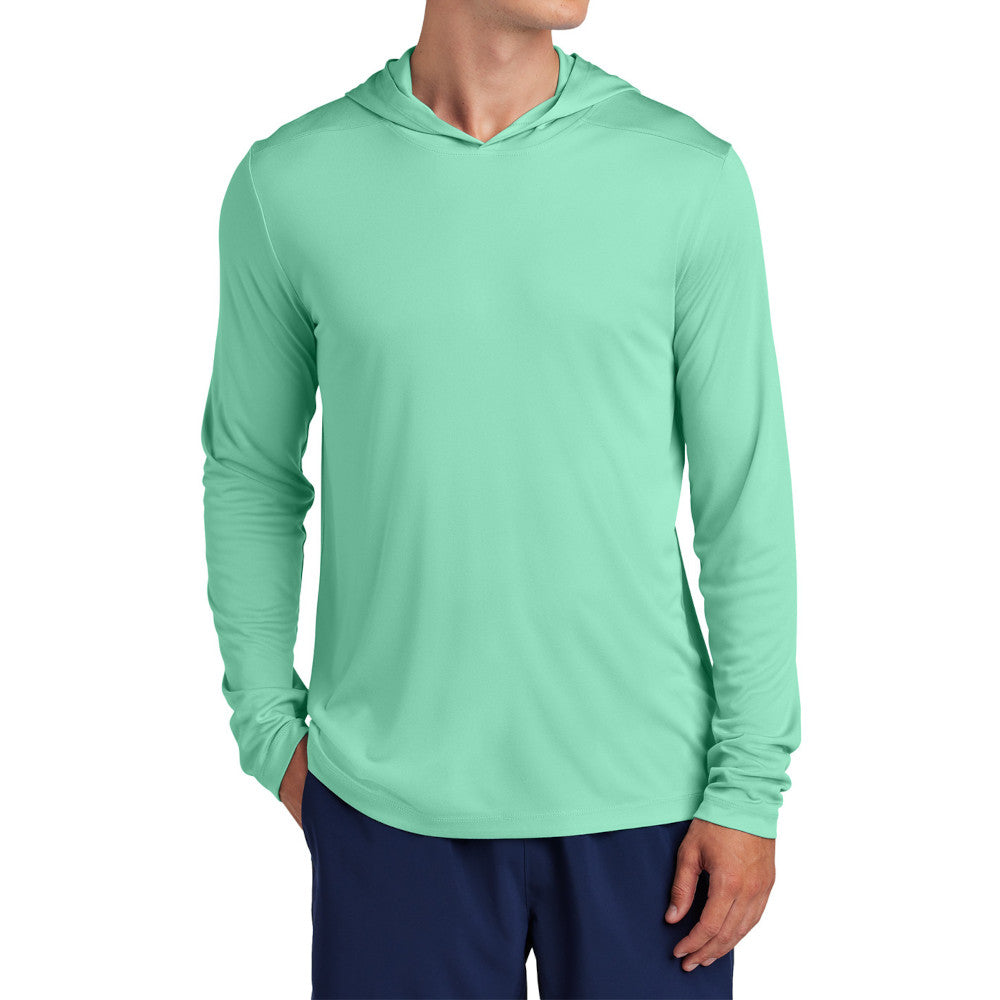 Mens UPF 50 Sun Protection & Moisture-Wicking Performance Posi-UV Pro Long Sleeve Hoodie-Bright Seafoam
