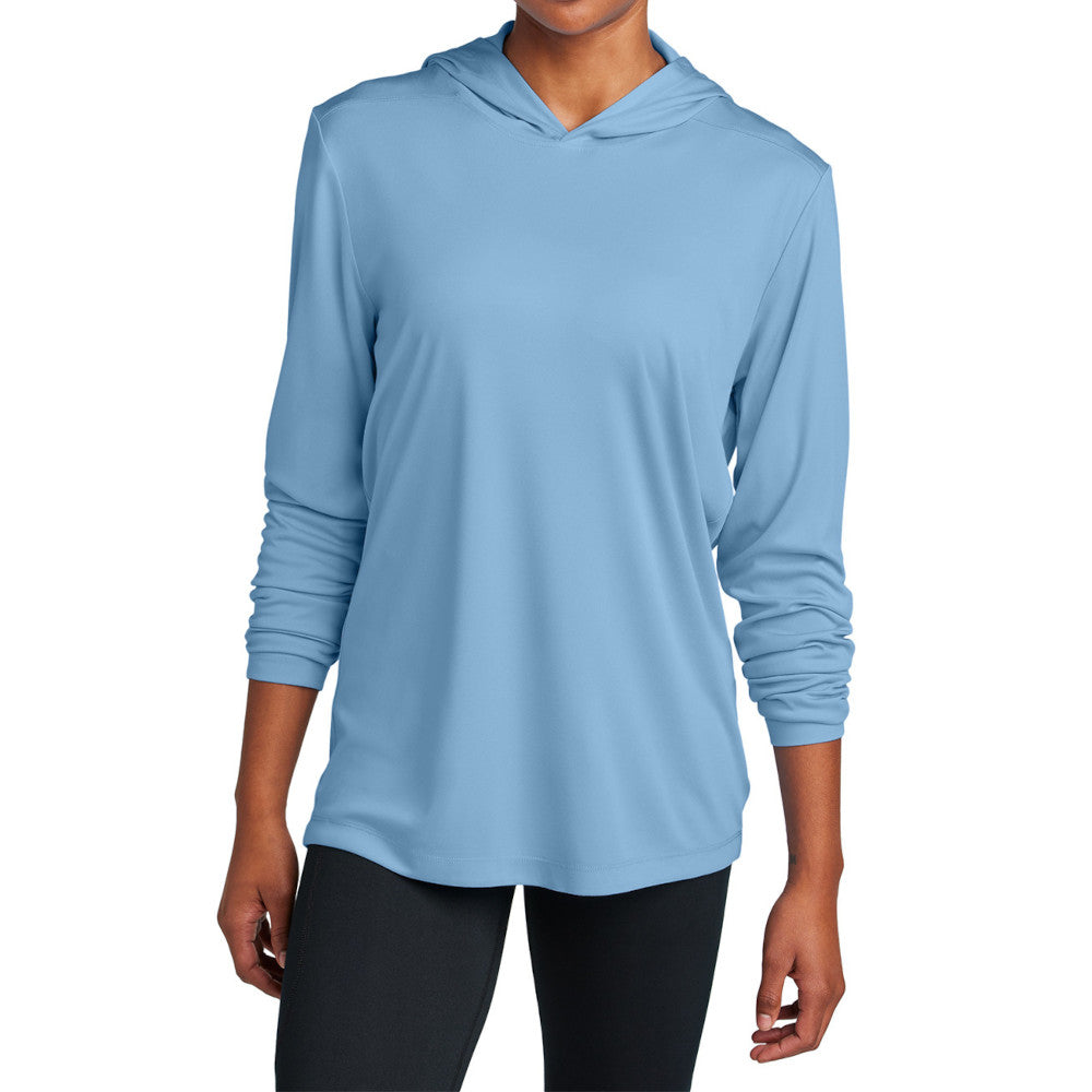 Mens UPF 50 Sun Protection & Moisture-Wicking Performance Posi-UV Pro Long Sleeve Hoodie-Light Blue