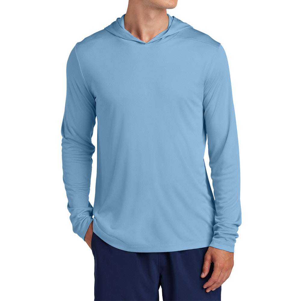 Mens UPF 50 Sun Protection & Moisture-Wicking Performance Posi-UV Pro Long Sleeve Hoodie-Light Blue