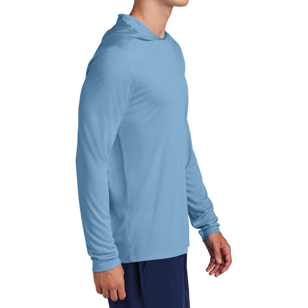 Mens UPF 50 Sun Protection & Moisture-Wicking Performance Posi-UV Pro Long Sleeve Hoodie-Light Blue