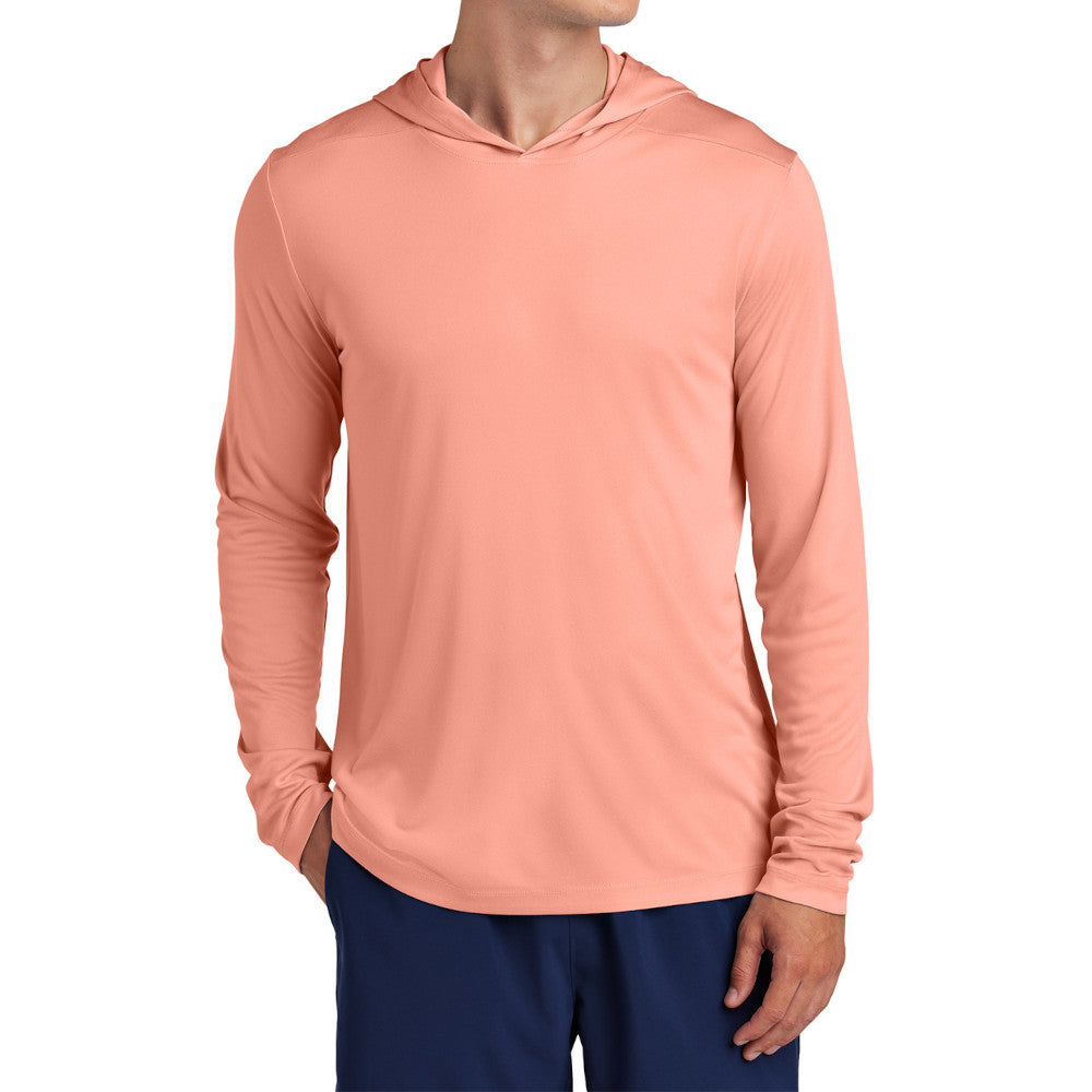 Mens UPF 50 Sun Protection & Moisture-Wicking Performance Posi-UV Pro Long Sleeve Hoodie-Soft Coral