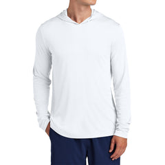 Mens UPF 50 Sun Protection & Moisture-Wicking Performance Posi-UV Pro Long Sleeve Hoodie-White