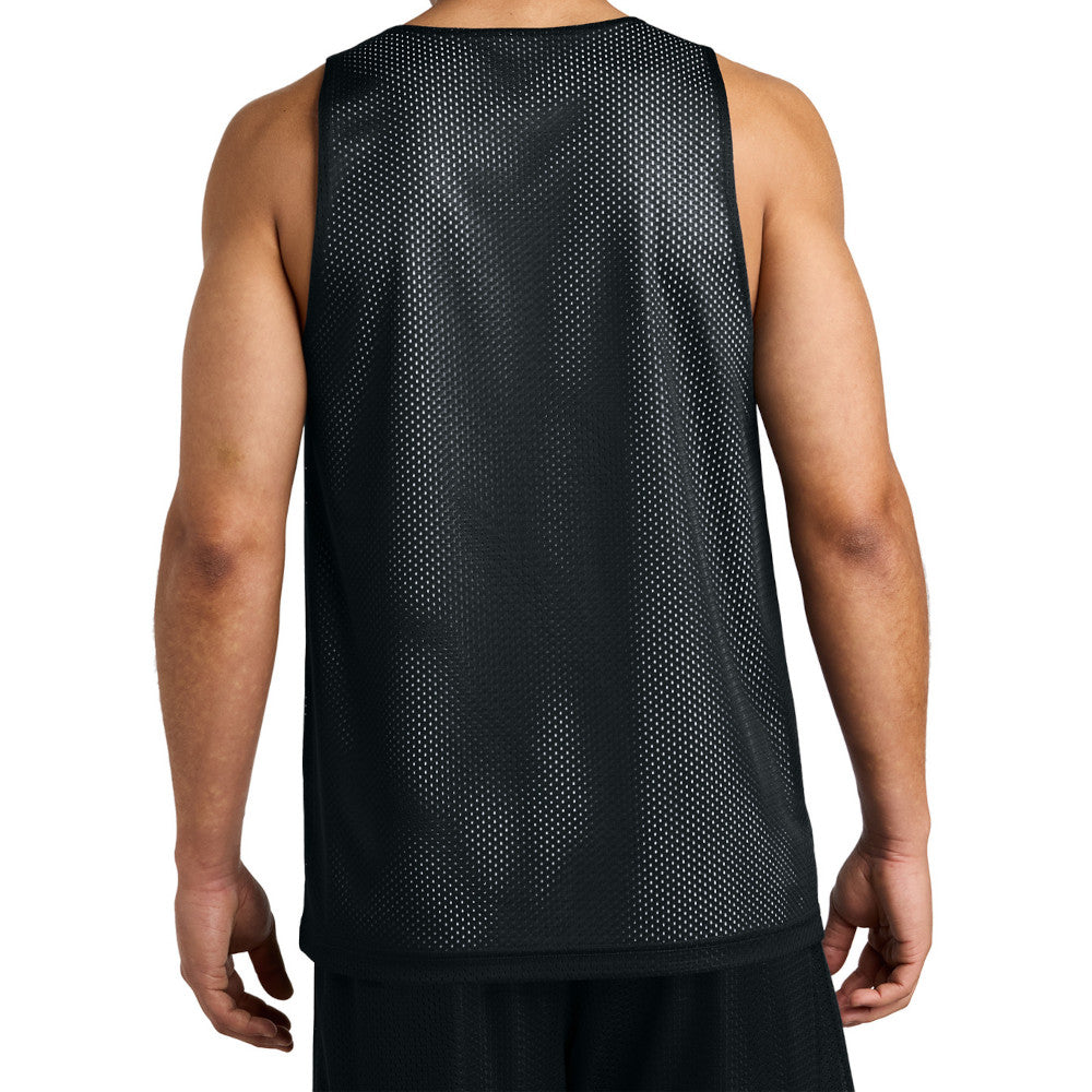 Men's PosiCharge Reversible Mesh Moisture-Wicking Double-Layer Tank-Black/ White