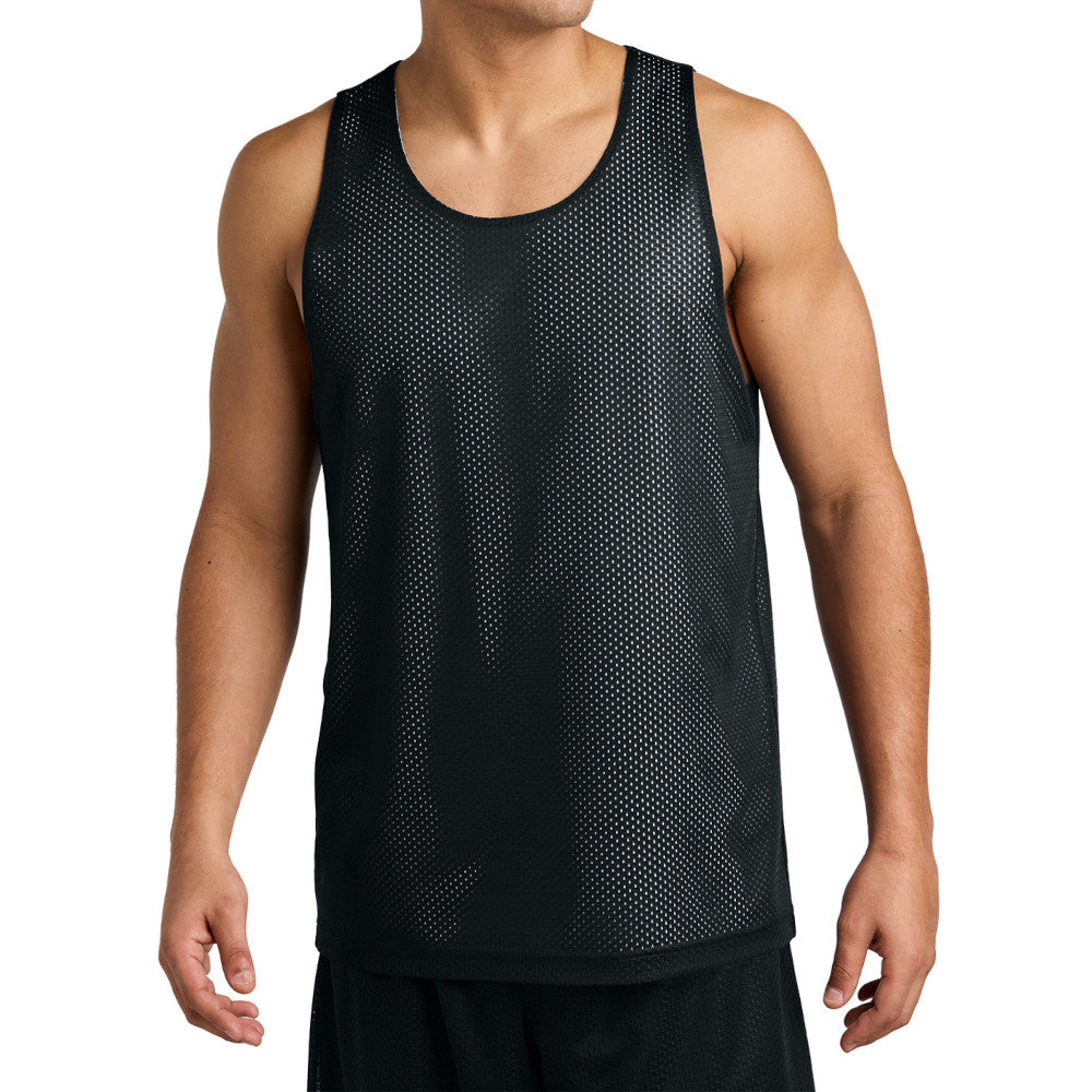 Men's PosiCharge Reversible Mesh Moisture-Wicking Double-Layer Tank-Black/ White