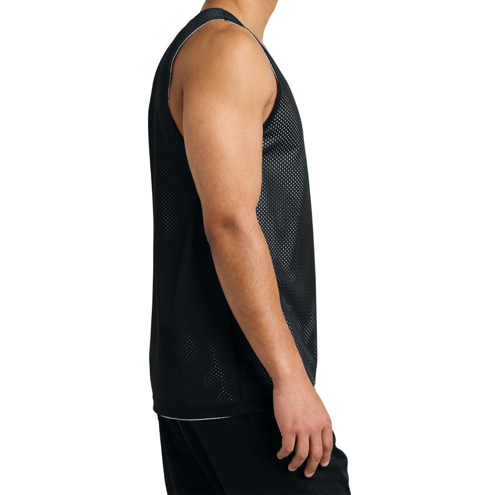 Men's PosiCharge Reversible Mesh Moisture-Wicking Double-Layer Tank-Black/ White