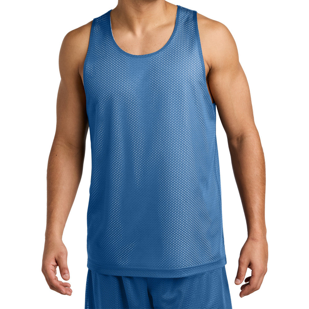 Men's PosiCharge Reversible Mesh Moisture-Wicking Double-Layer Tank-Carolina Blue/ White