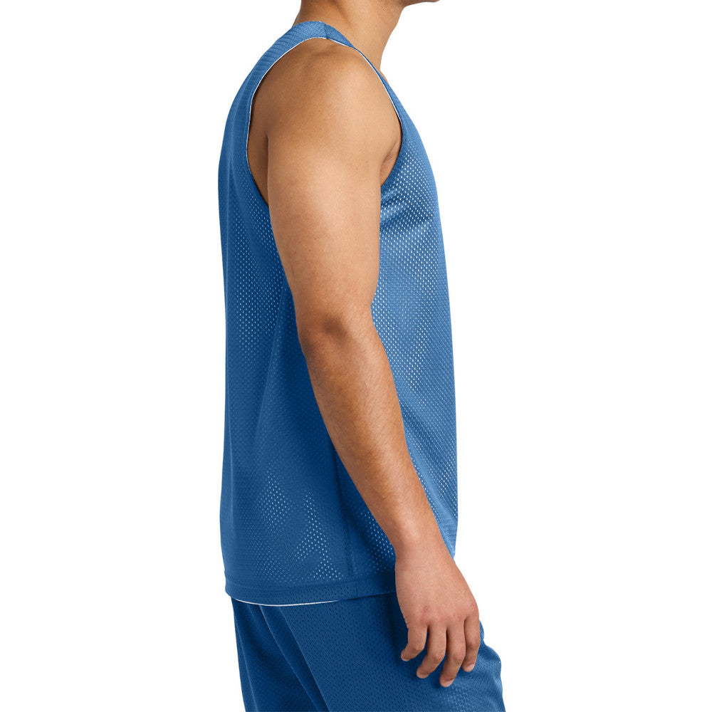 Men's PosiCharge Reversible Mesh Moisture-Wicking Double-Layer Tank-Carolina Blue/ White