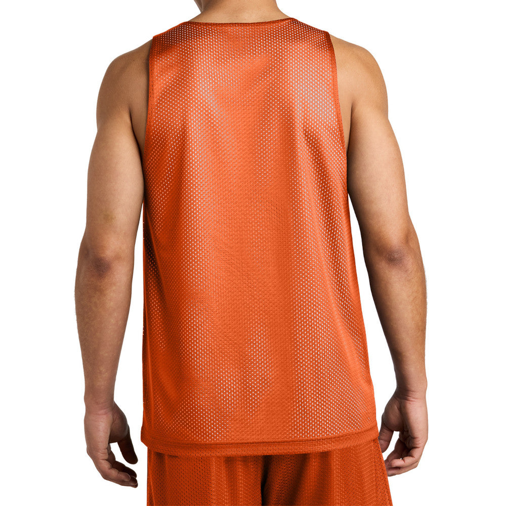 Men's PosiCharge Reversible Mesh Moisture-Wicking Double-Layer Tank-Deep Orange/ White