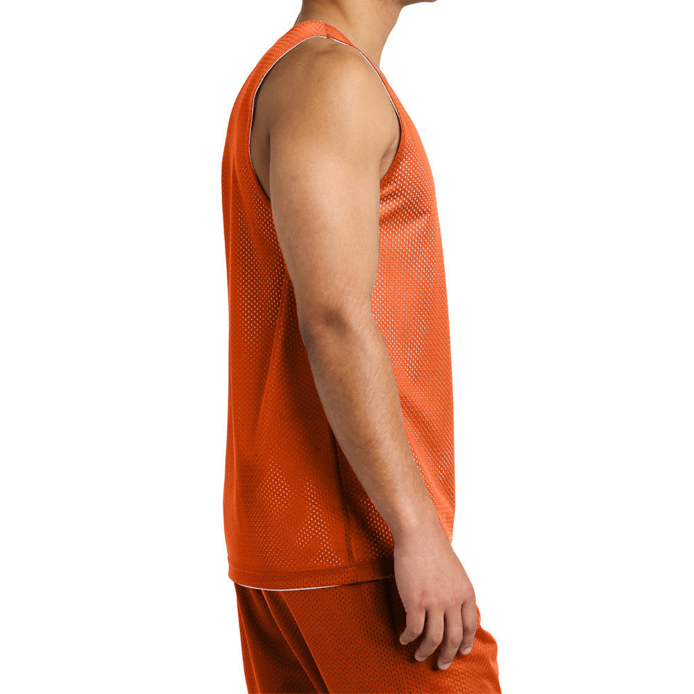 Men's PosiCharge Reversible Mesh Moisture-Wicking Double-Layer Tank-Deep Orange/ White